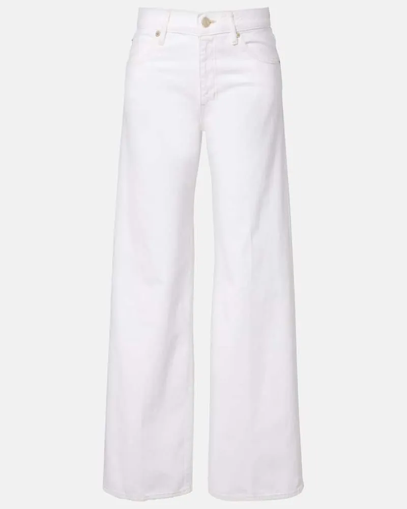 Frame Denim Mid-Rise Wide-Leg Jeans Bubble Weiß