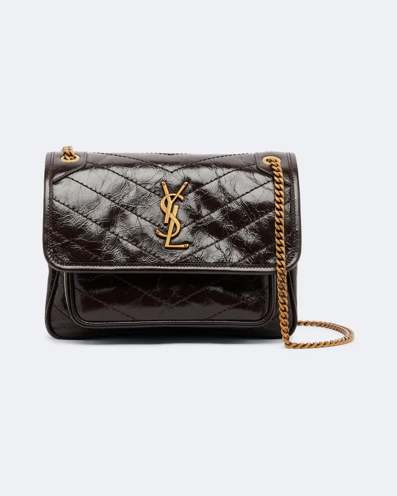 Saint Laurent Schultertasche Niki Small aus Leder Braun