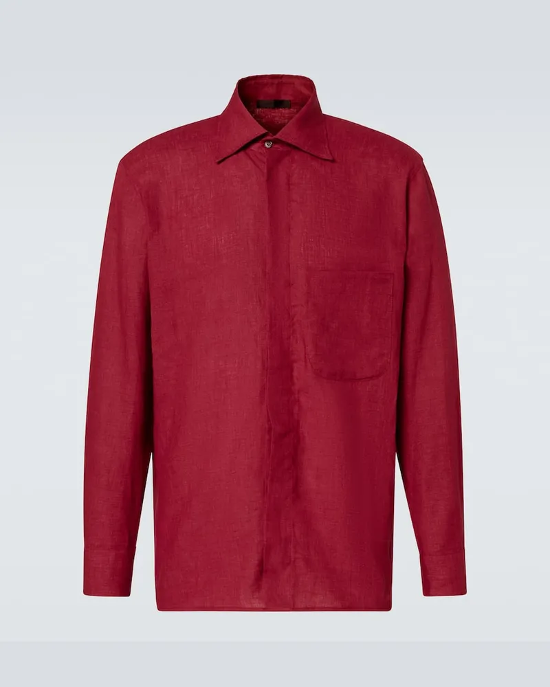 SAMAN AMEL Hemd aus Leinen Rot
