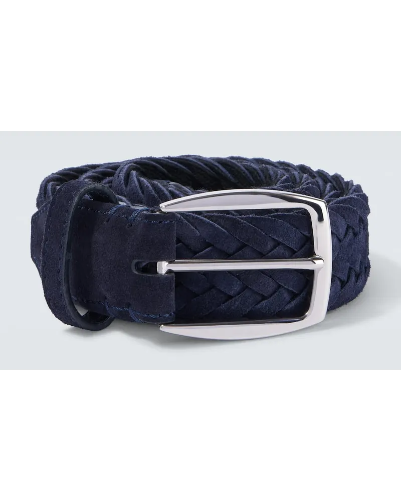 Brioni Gürtel aus Veloursleder Blau