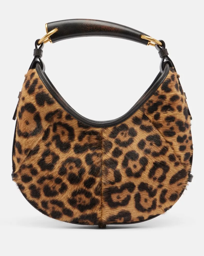 Saint Laurent Schultertasche Mombasa Small aus Kalbshaar Beige