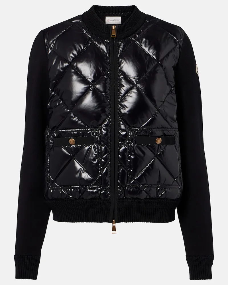 Moncler Daunenjacke mit Strick Schwarz