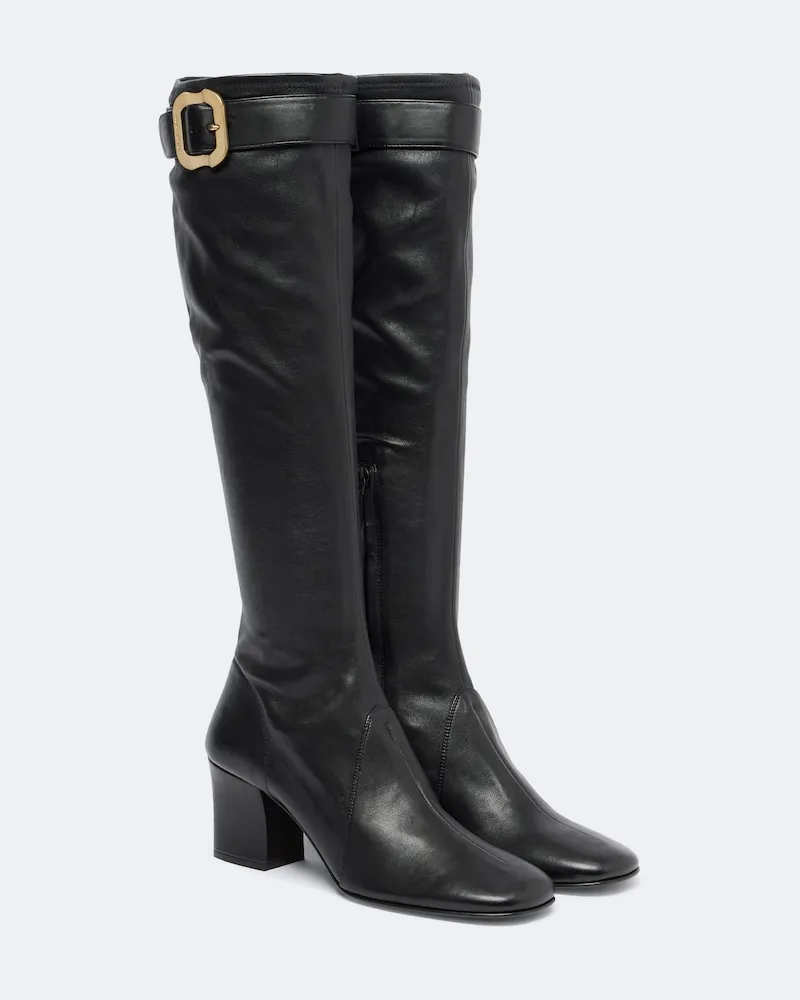 Miu Miu Kniehohe Stiefel aus Leder Schwarz