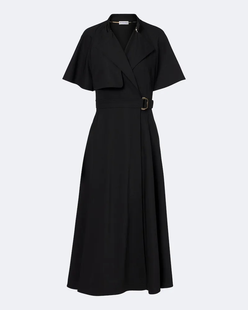 Burberry Wickelkleid aus Wolle Schwarz
