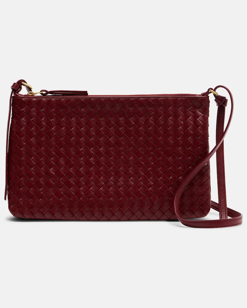 Bottega Veneta Crossbody Bag Intrecciato aus Leder Rot