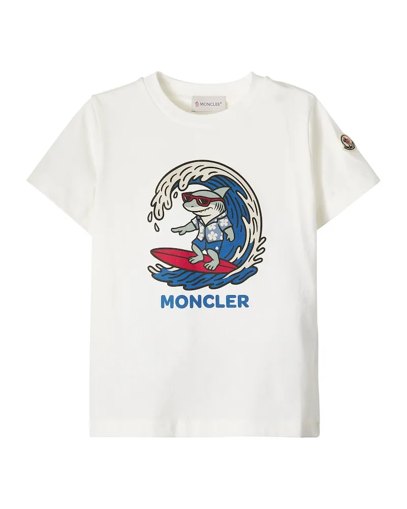 Moncler Bedrucktes T-Shirt aus Baumwoll-Jersey Weiß