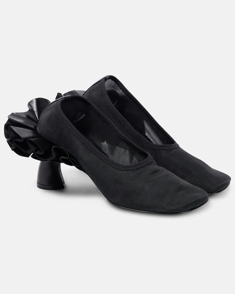 Dries van Noten Pumps aus Mesh mit Leder Schwarz