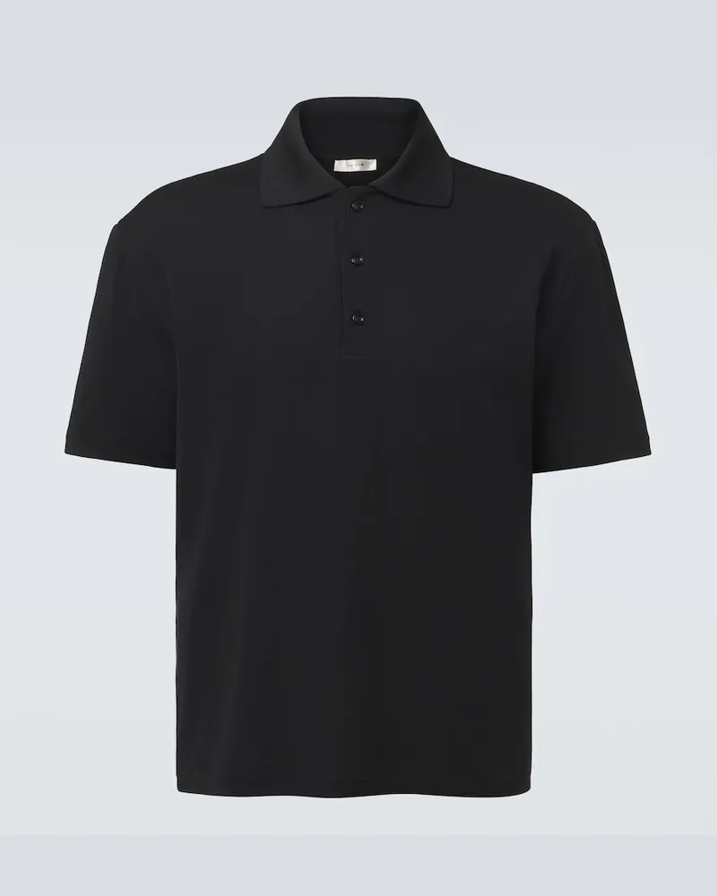 The Row Polohemd Mistral aus Wolle und Seide Schwarz