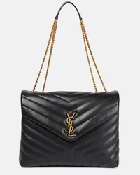 Saint Laurent Schultertasche Loulou Medium aus Leder Schwarz