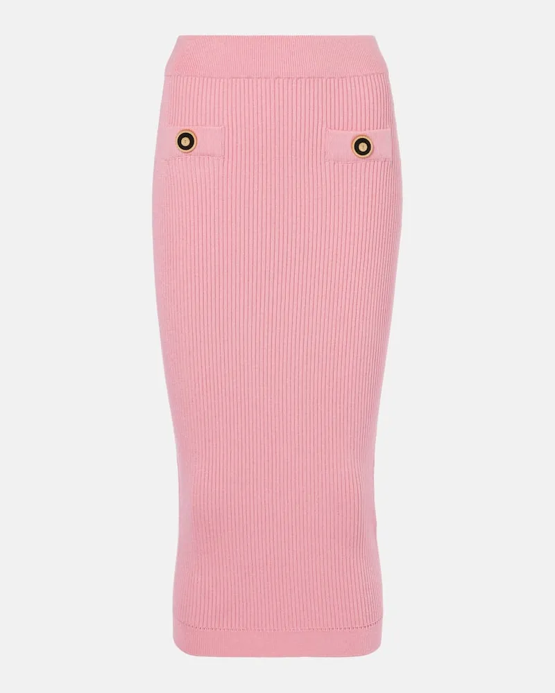Balmain Midirock aus Rippstrick Pink