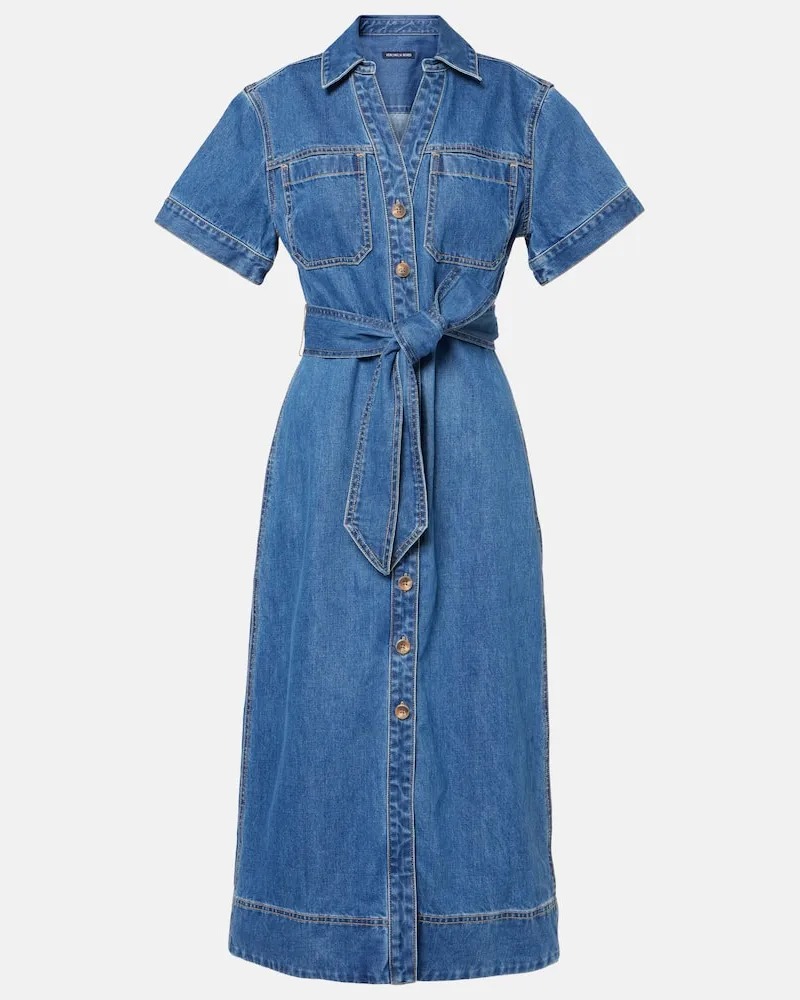 Veronica Beard Hemdblusenkleid Tabby aus Baumwolle Blau
