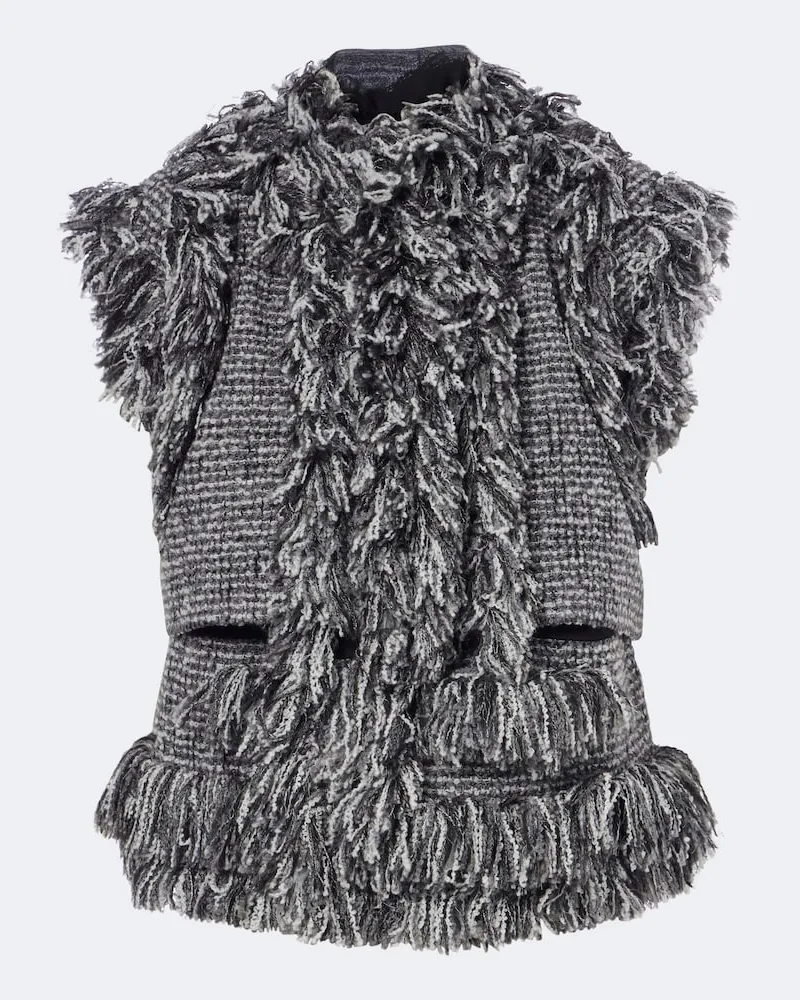 Sacai Tweed-Weste aus einem Wollgemisch Grau