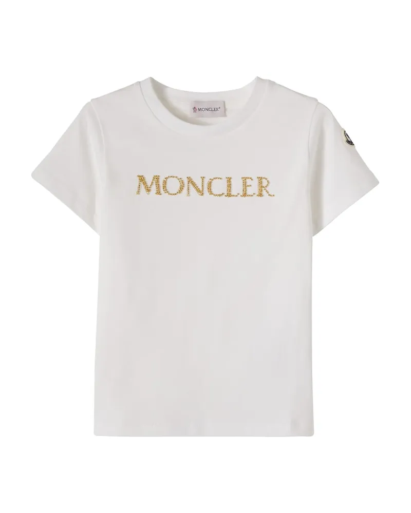 Moncler Verziertes T-Shirt aus Baumwoll-Jersey Weiß