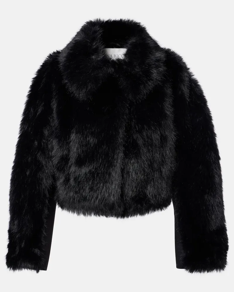 Nina Ricci Cropped-Jacke aus Faux Fur Schwarz