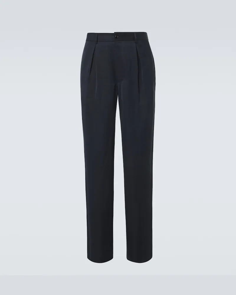 Giorgio Armani Weite Hose aus Satin Blau