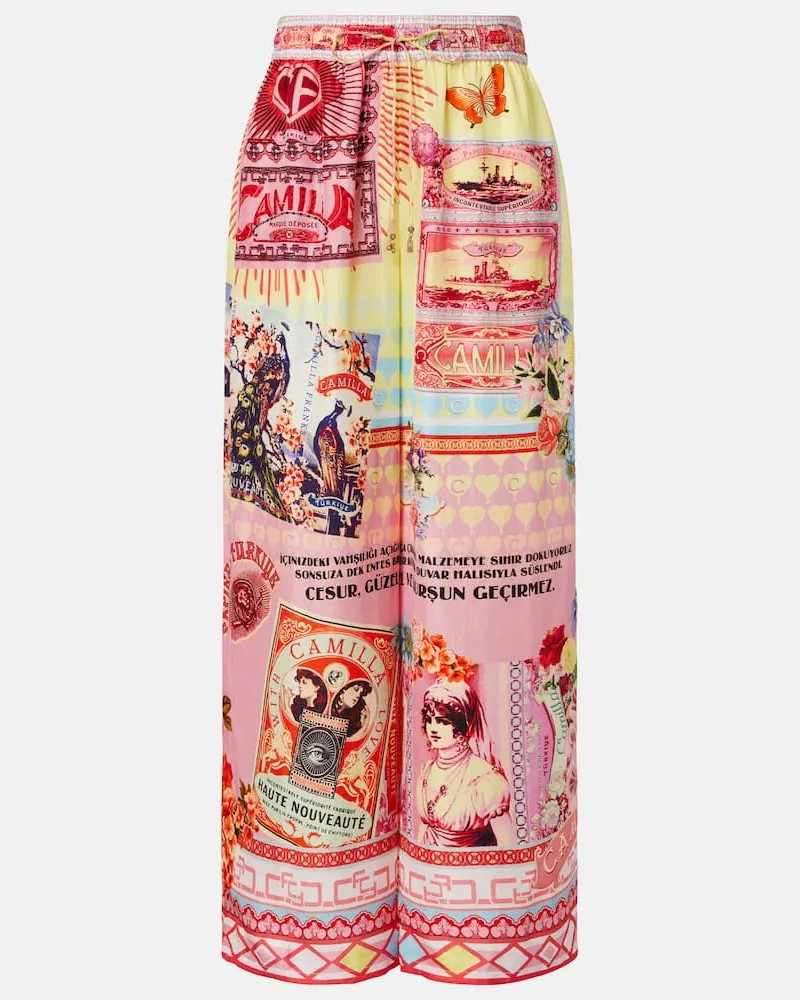 Camilla Bedruckte Hose aus Seide Multicolor