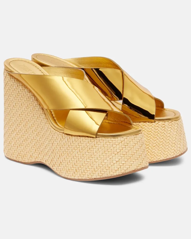 Paris Texas Wedge-Sandalen Mara aus Metallic-Leder Gold