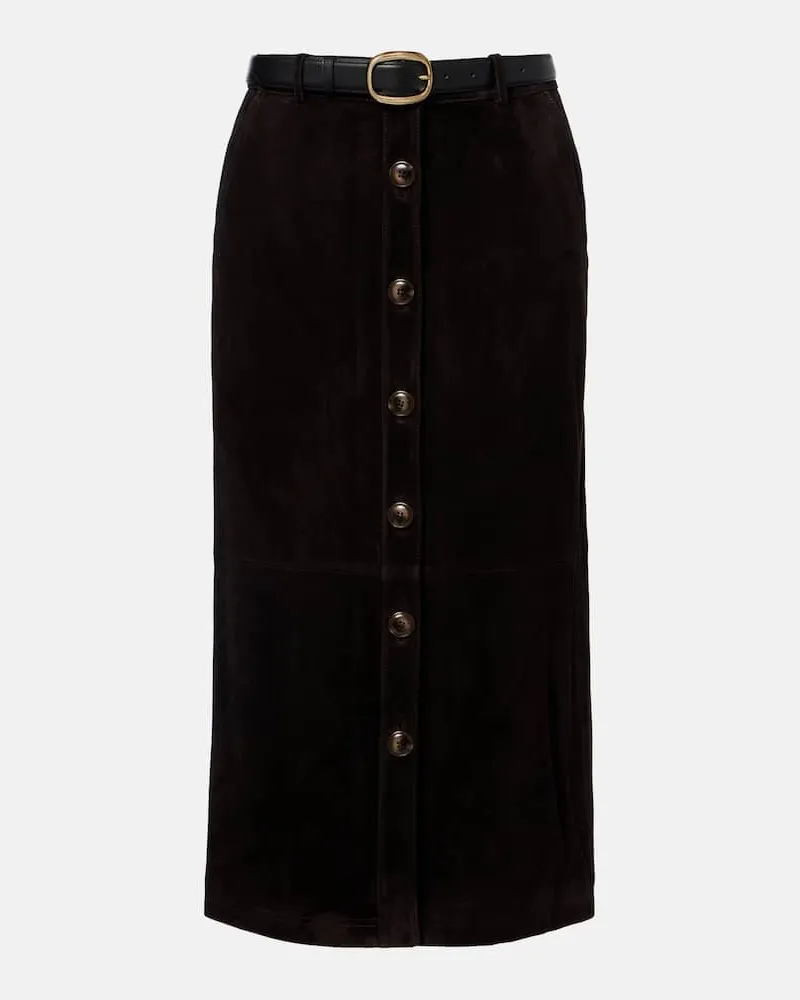 Self-Portrait Midirock aus Veloursleder Braun