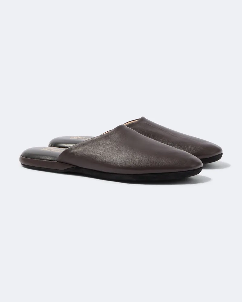 Charvet Slippers aus Leder Braun
