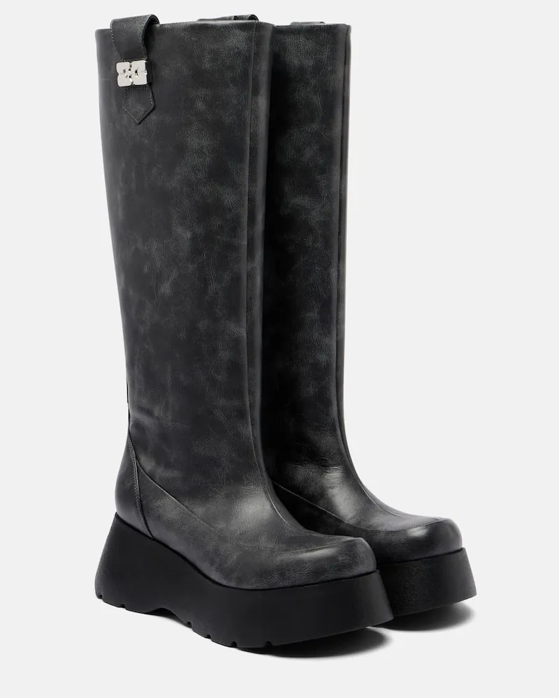 Ganni Plateaustiefel Kat Grau