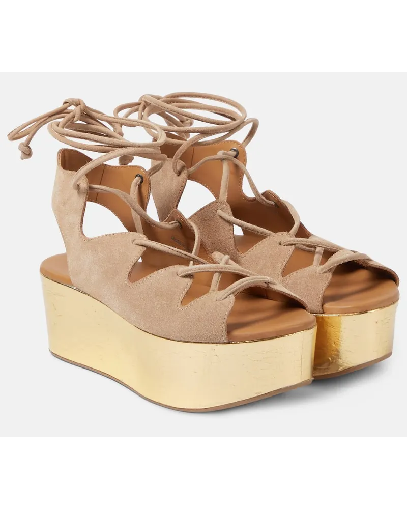 See by Chloé See By Chloe Plateausandalen Liana 70 aus Veloursleder Beige