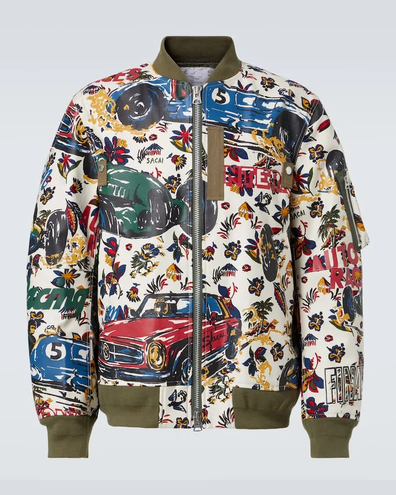 Sacai Bedruckte Bomberjacke aus Baumwolle Multicolor