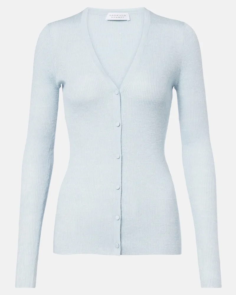 Gabriela Hearst Cardigan Aiste aus Kaschmir, Seide und Hanf Blau