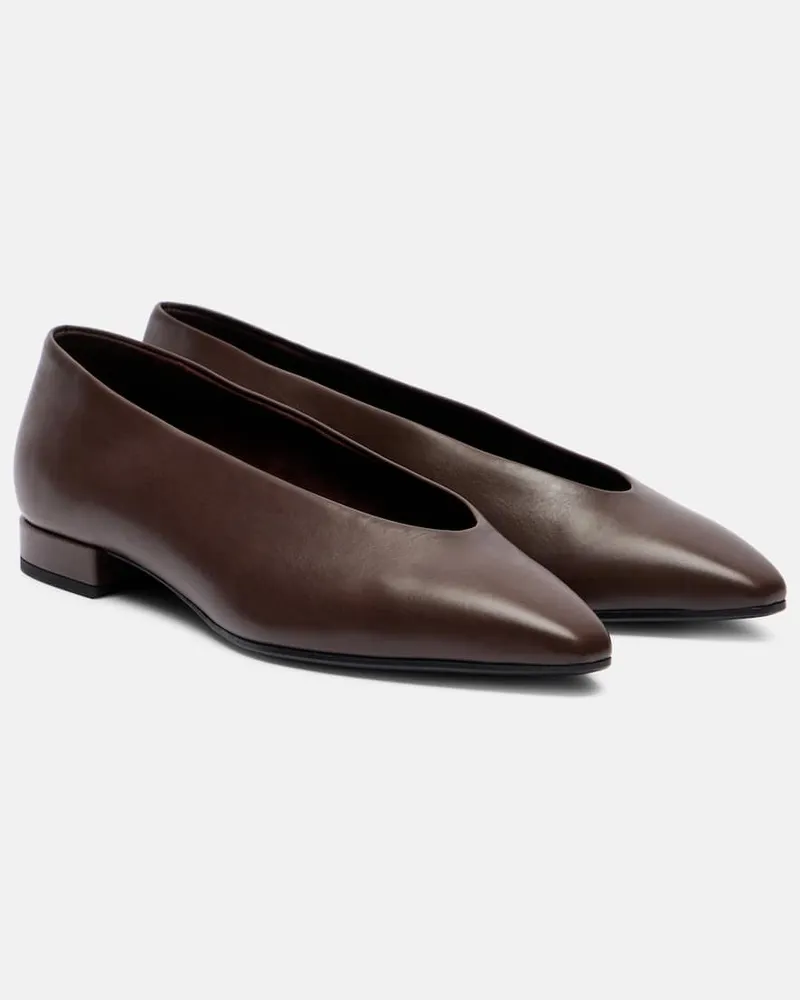 Loro Piana Ballerinas Rebecca aus Leder Burgunderrot
