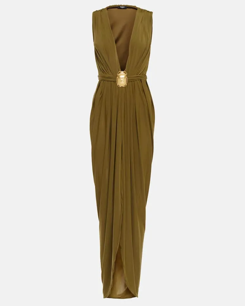 Balmain Verzierte Robe Grün