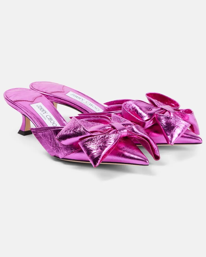 Jimmy Choo Mules Staz 50 aus Metallic-Leder Rosa