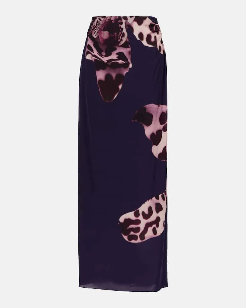 Dries van Noten Bedruckter Maxirock Blau