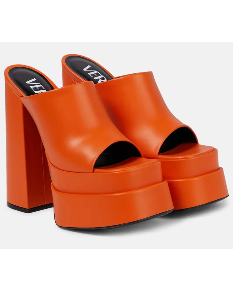 Versace Plateau-Pantoletten aus Leder Orange