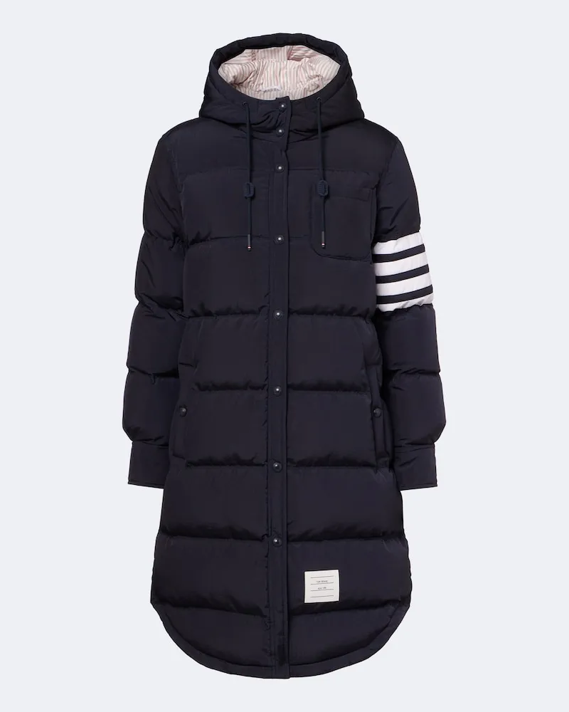 Thom Browne Wattierter Mantel 4-Bar Blau