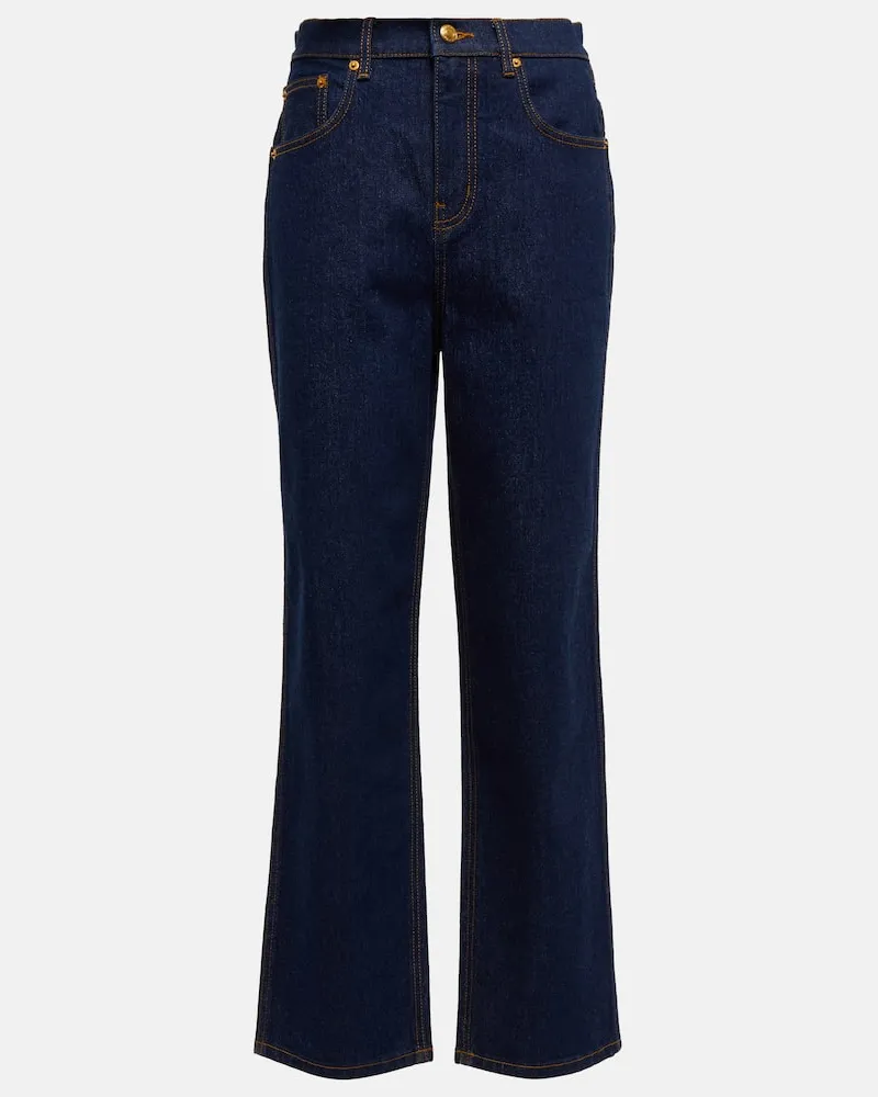Tory Burch High-Rise Straight-Leg Jeans Blau