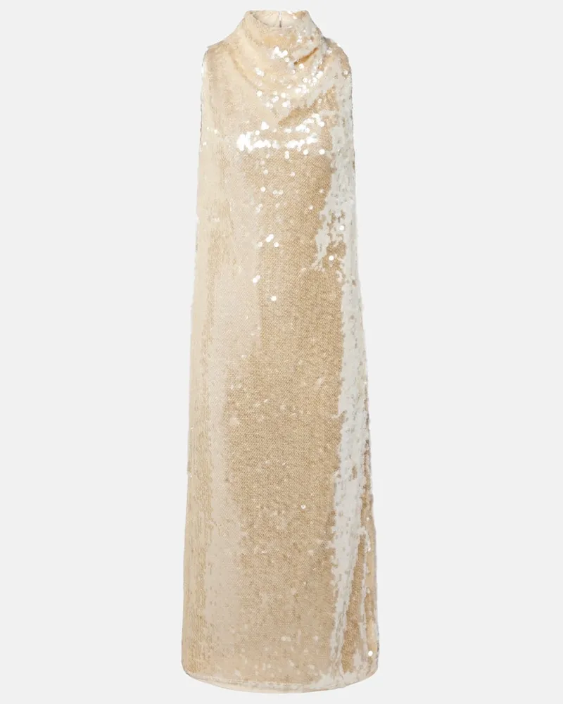 Altuzarra Midikleid Noor mit Pailletten Gelb
