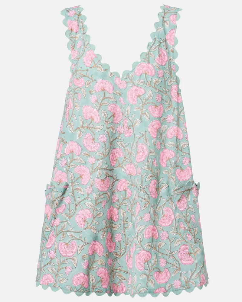 Juliet Dunn Bedrucktes Minikleid aus Baumwolle Grün