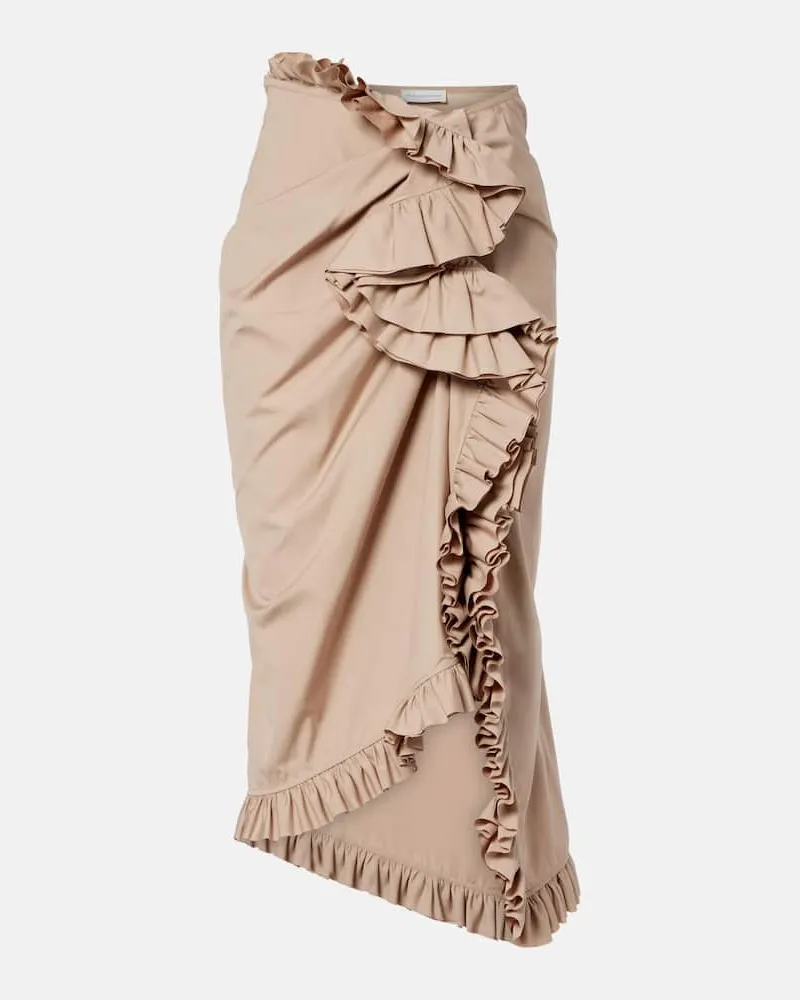 Dries van Noten Midirock aus Baumwolle Beige