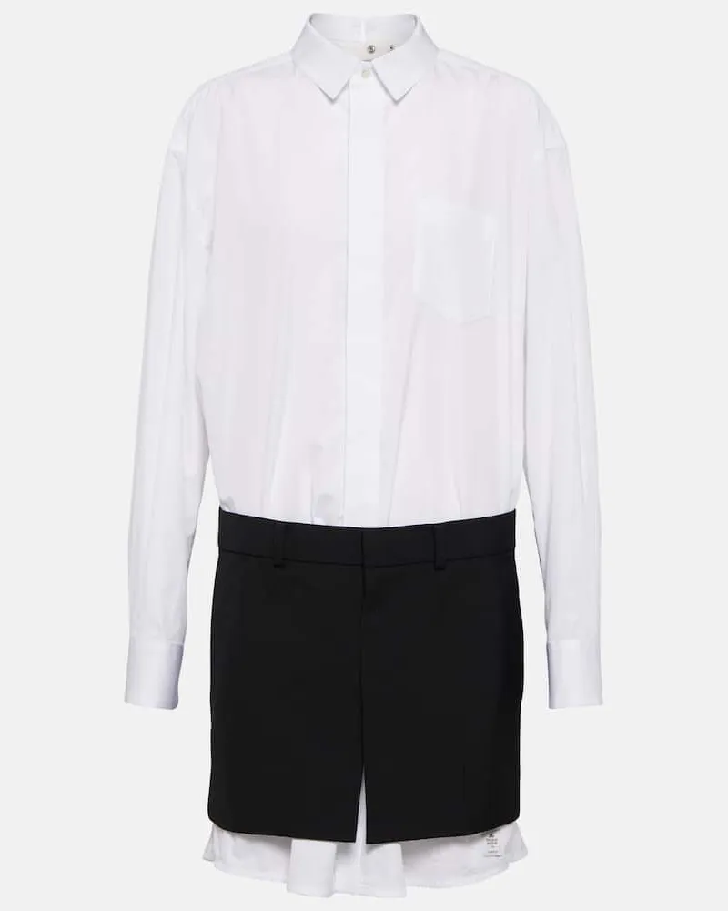 Sacai X Thomas Mason Minikleid aus Baumwolle Weiß