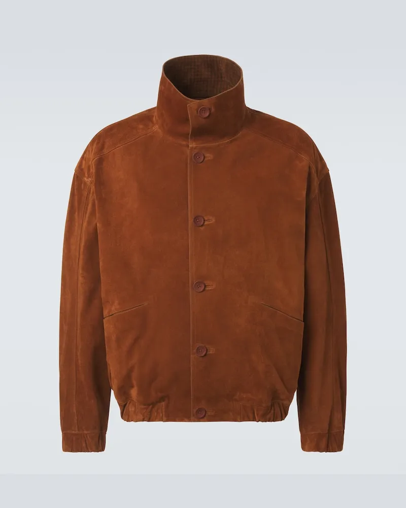 Ermenegildo Zegna Bomberjacke aus Veloursleder Braun