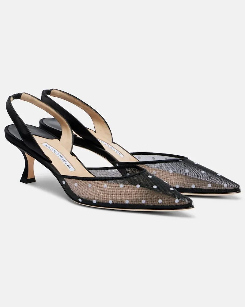 Manolo Blahnik Slingback-Pumps Carolyne 50 aus Mesh Schwarz