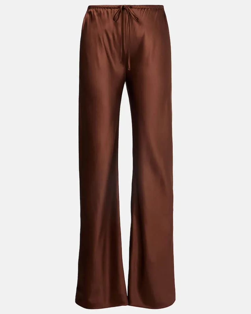 Veronica Beard Hose Billie aus einem Seidengemisch Braun