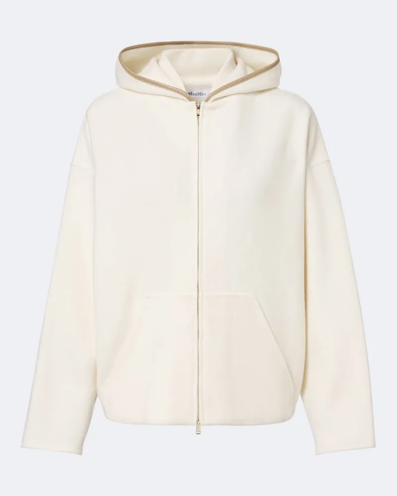 Max Mara Kapuzenjacke aus einem Wollgemisch Weiß