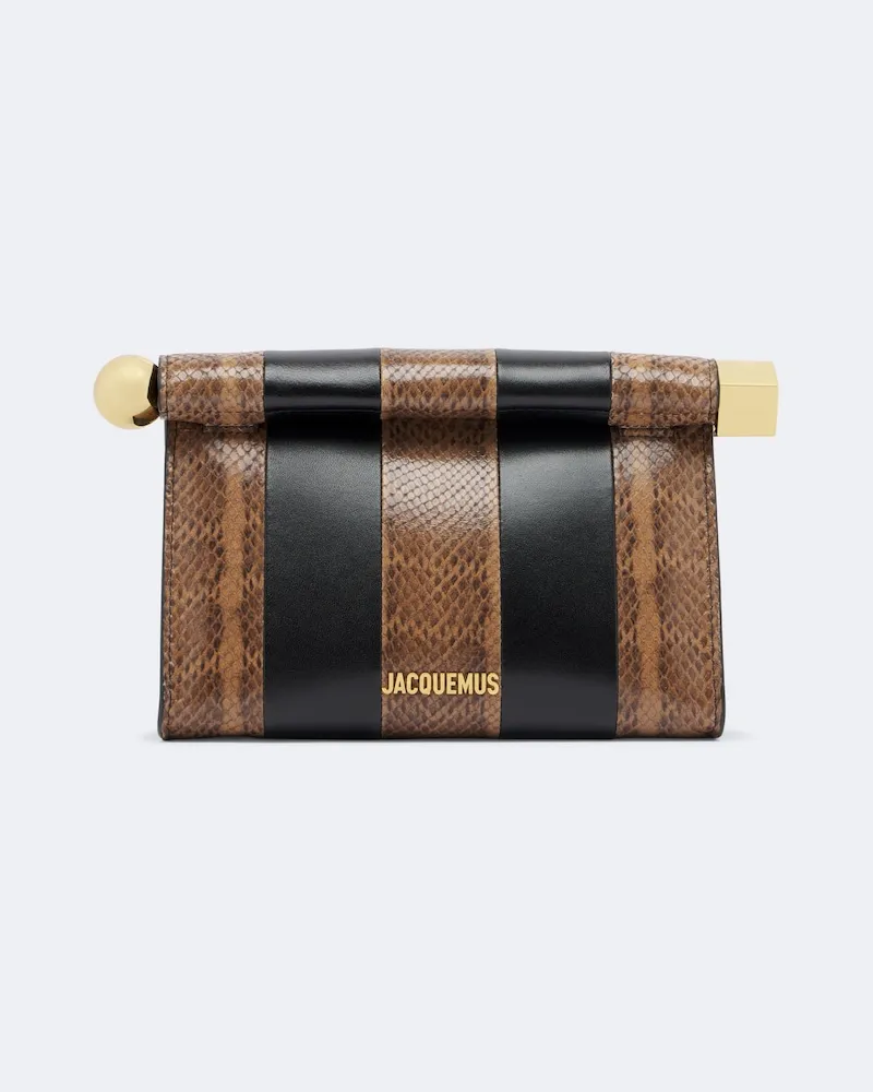 Jacquemus Clutch Rond Carré aus Leder Schwarz