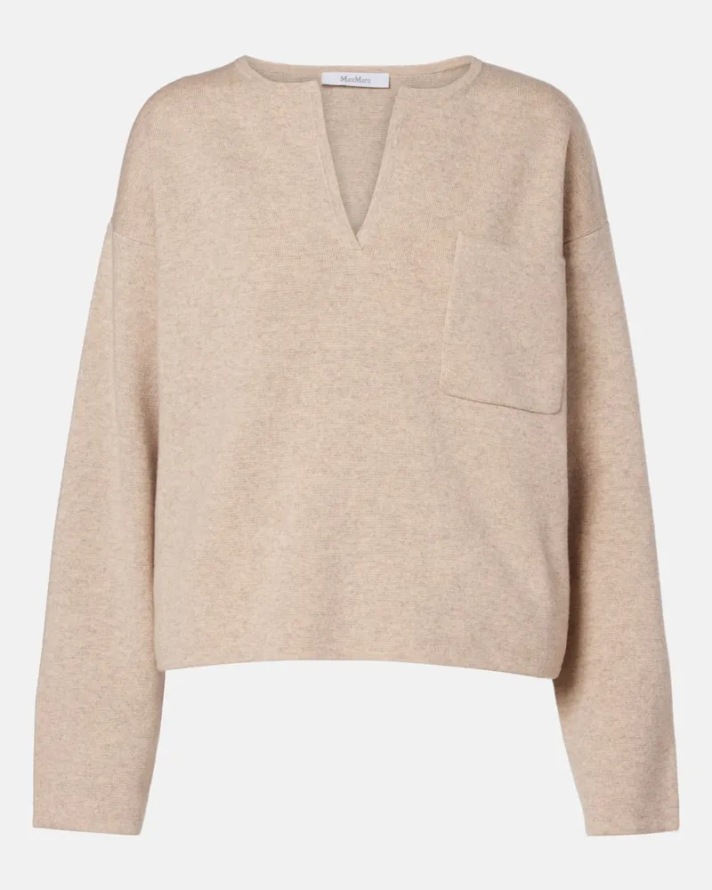Max Mara Pullover Zibello aus Wolle und Kaschmir Beige