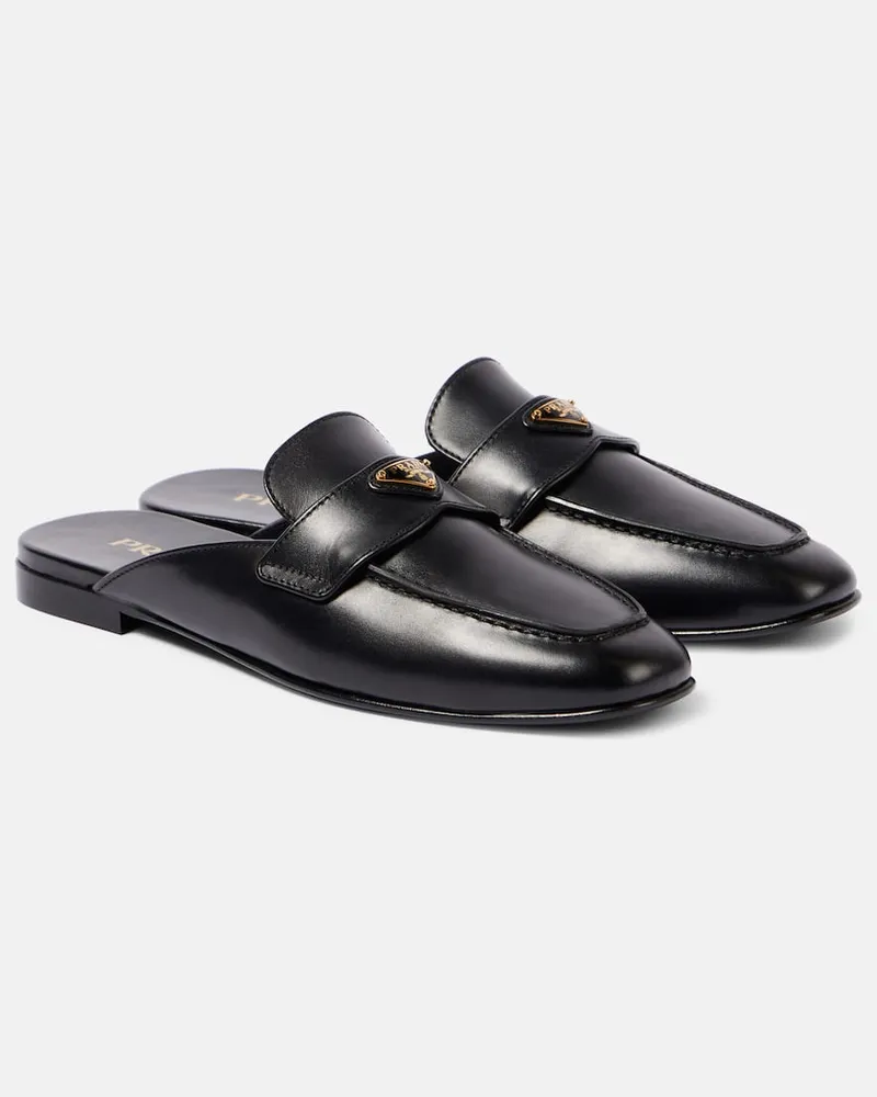 Prada Slippers aus Leder Schwarz