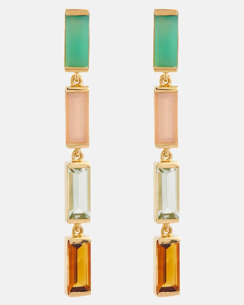 Aliita Ohrringe Deco Maxi aus 9kt Gelbgold mit Edelsteinen Multicolor
