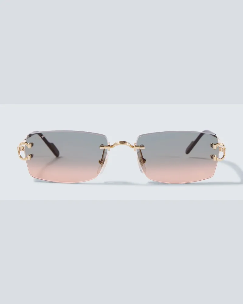 Cartier Eckige Sonnenbrille Signature C De Cartier Gold