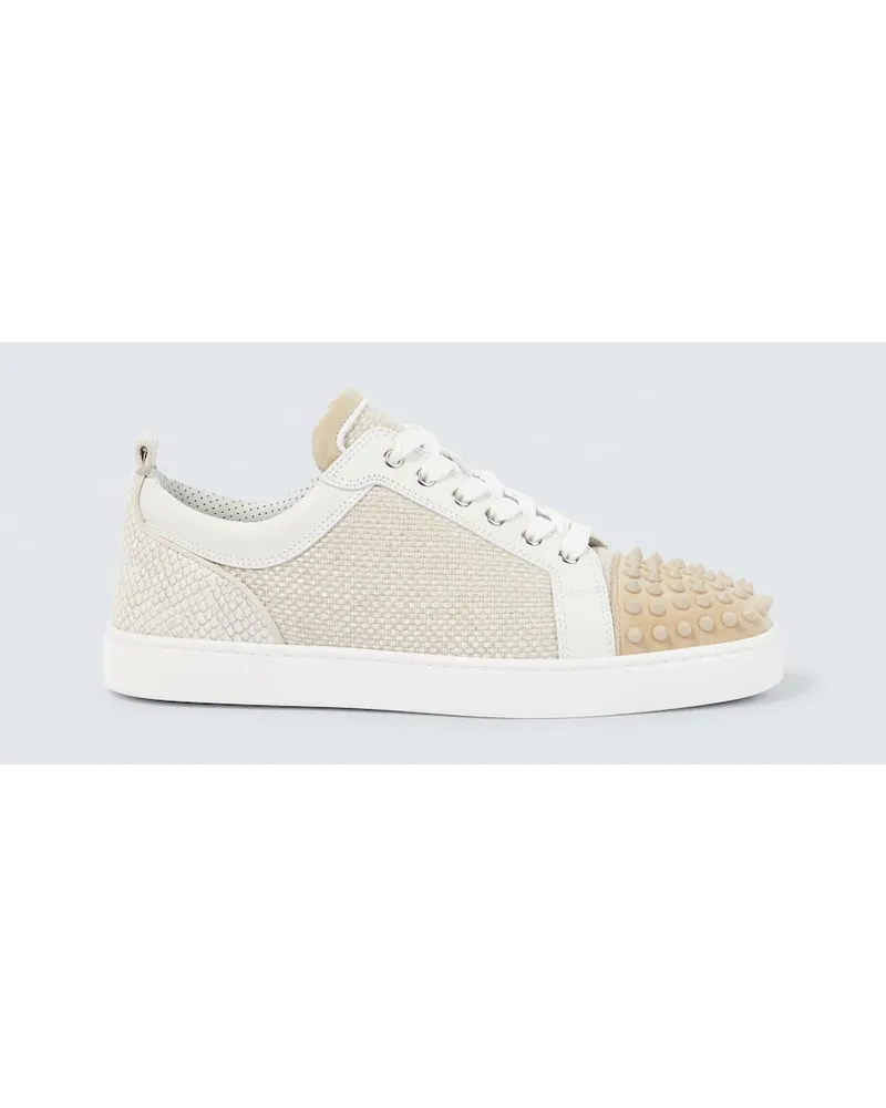 Christian Louboutin Sneakers Louis Junior Spikes aus Canvas Nude