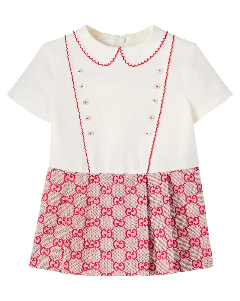 Gucci Baby Kleid GG aus Canvas Weiß
