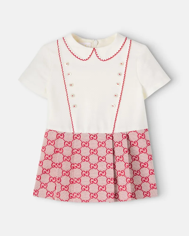 Gucci Baby Kleid GG aus Canvas Weiß